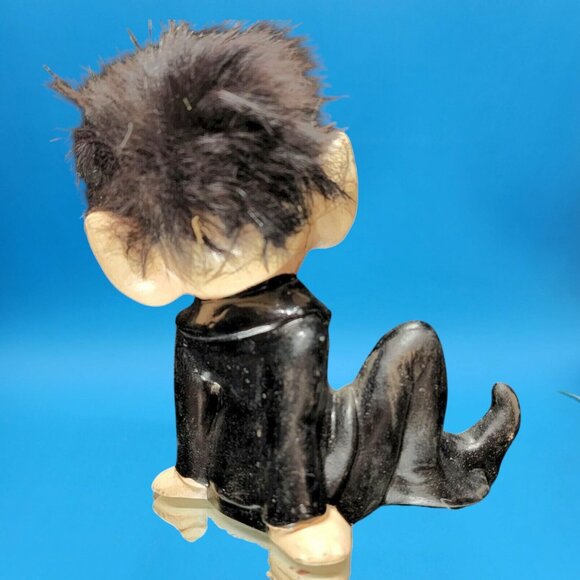 Vintage Winking Pixie Elf Black Outfit Furry Hair DABS Japan Figurine - Picture 6 of 9